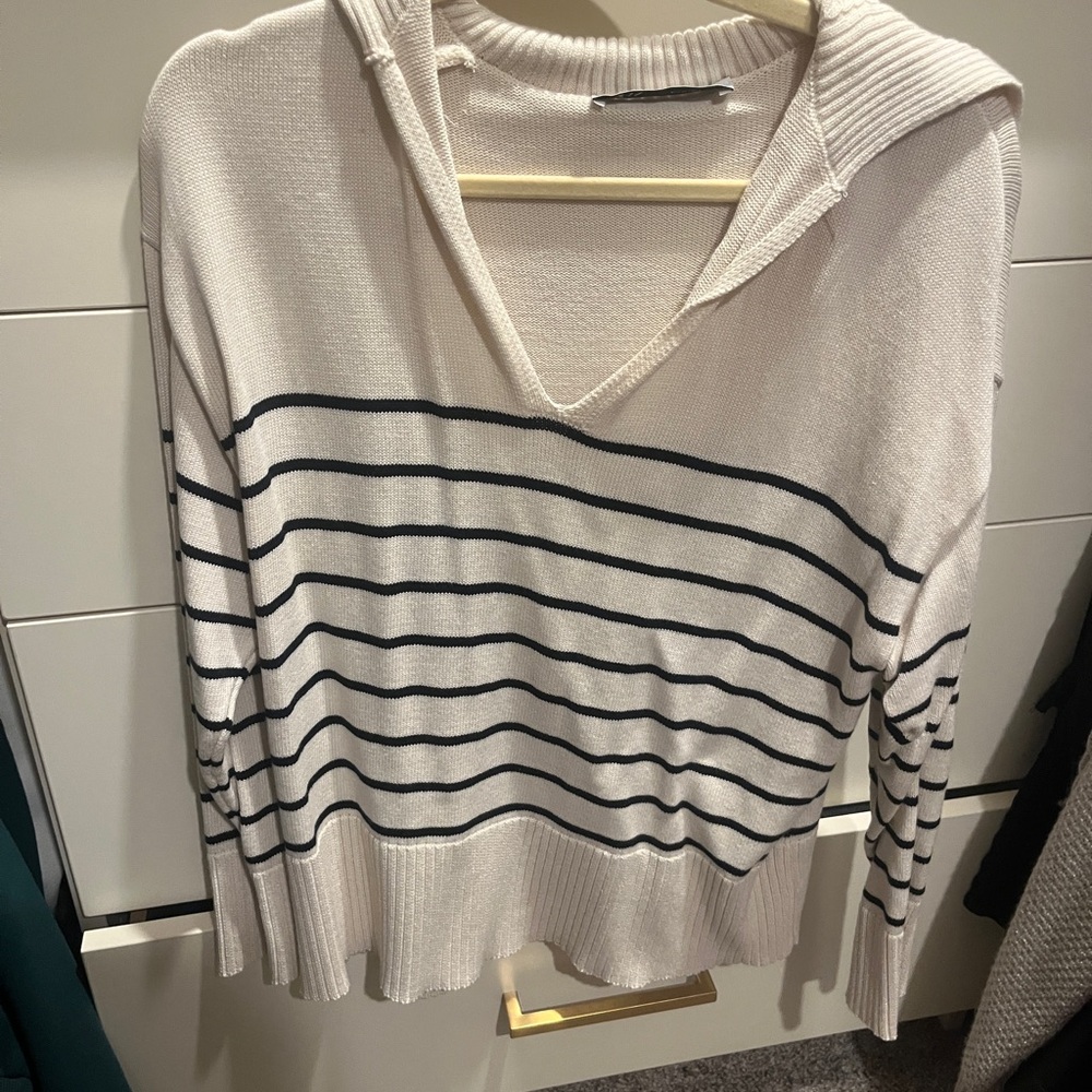 ZARA Striped Sweater - Cream and Black